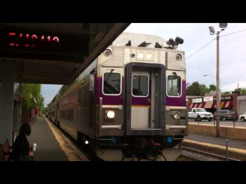 Boston MBTA - Commuter rail train with brand new Hyundai-Rotem cab car on the Haverhill line