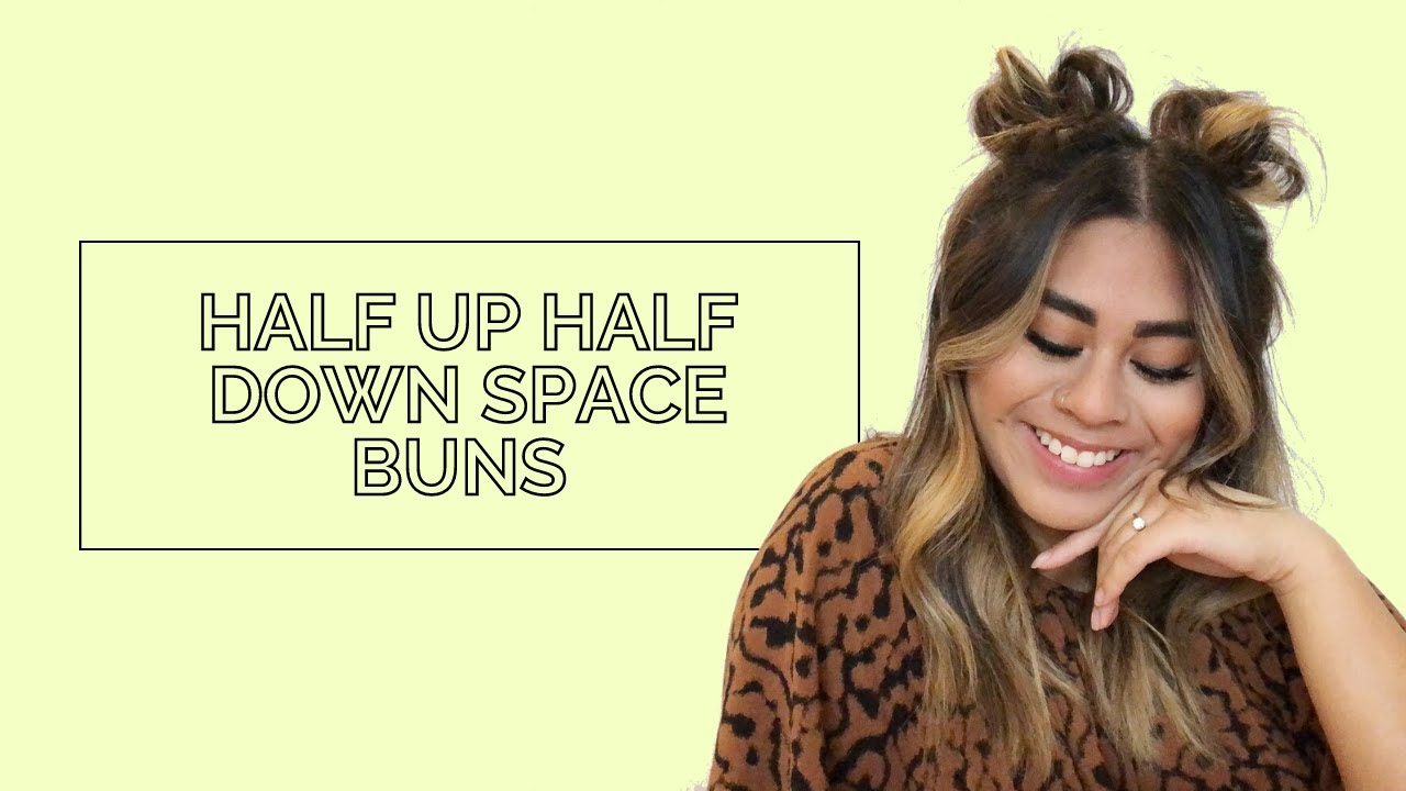 Half Up Half Down Space Bun Hairstyle!