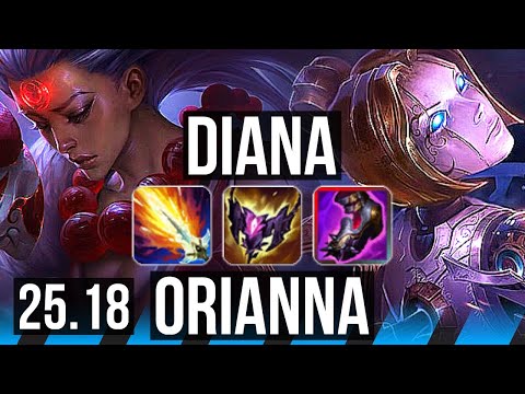 DIANA vs ORIANNA (MID) | 11/0/3, 8 solo kills, Legendary, 600+ games | KR Diamond | 25.18