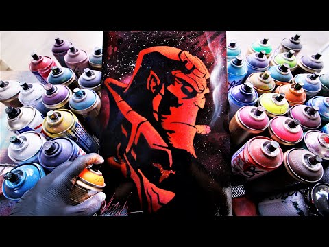 HELLBOY SPRAY PAINT ART by SKECH - GLOW IN THE DARK
