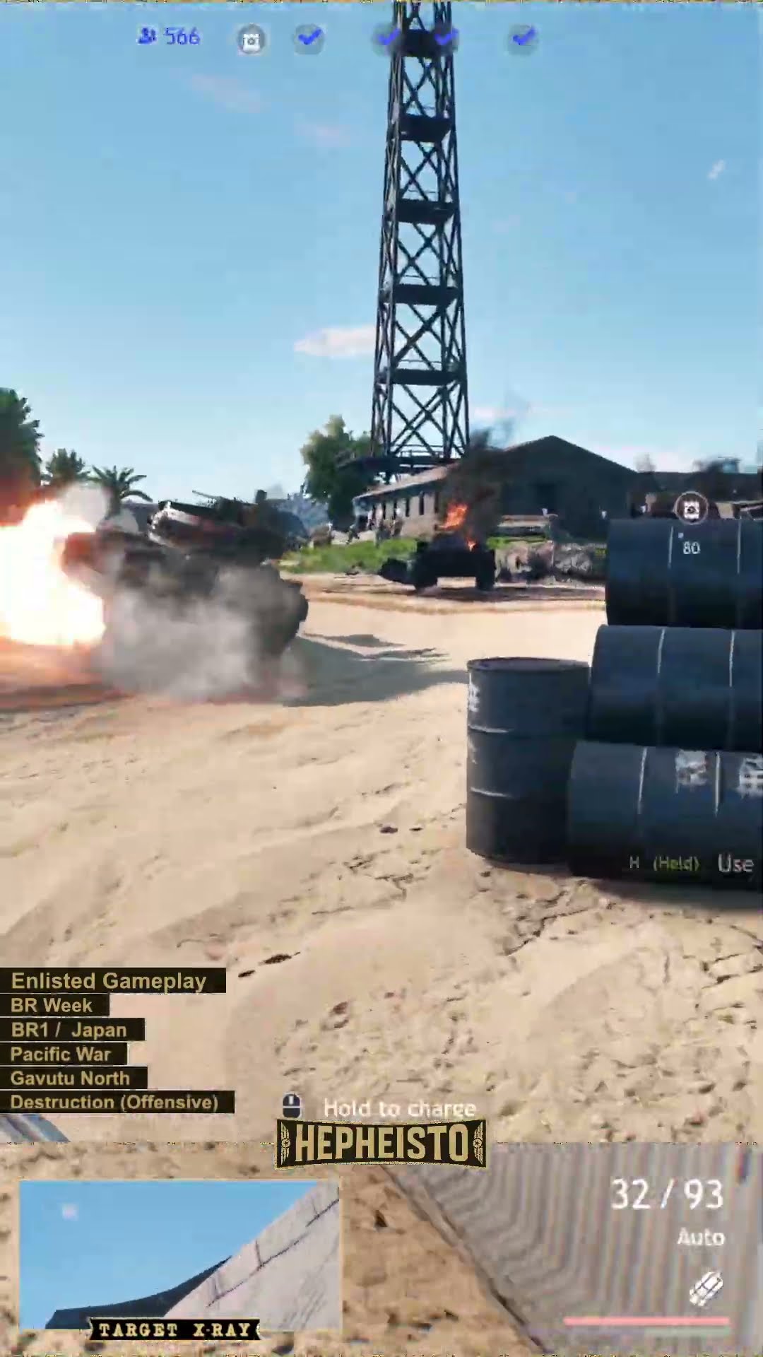 Jumped Pilot eliminates Tank M8 Scott while shooting Explosion Pack mid air