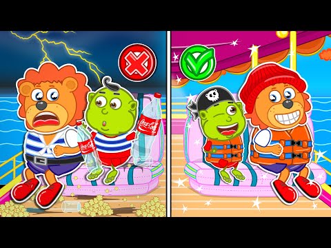 Lion Family | No No! Wear Your life jacket to Be Safe | Learn Safety Tips for Kids #3 | Cartoon