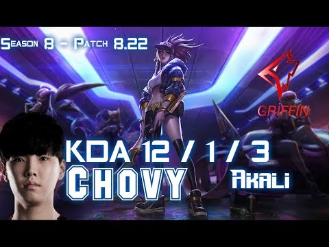 GRF Chovy AKALI vs YASUO Mid - Patch 8.22 KR Ranked