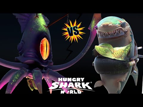 Great Veterans Shark vs Colossal Squid 🦑! - Hungry Shark World