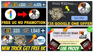 Guaranteed 5X Free UC New Trick //Free 300 Credit On Google Play Explain Google One App // 2024