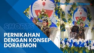 Viral Video Sepasang Pengantin Gelar Acara Resepsi dengan Tema Doraemon, Dipenuhi dengan Nuansa Biru