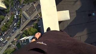 Parkour Runner Misses Jump And Falls Off High Rise