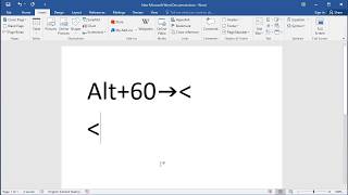 How to type Less Than symbol in word