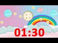 1 Minute 30 Second Timer Rainbow with Music and Alarm ⏰ for Kids Countdown Video