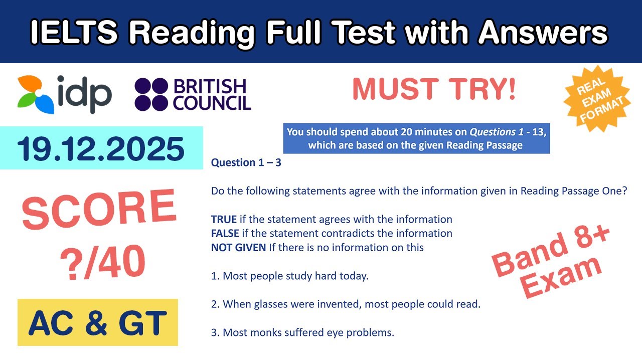 IELTS Reading Practice Test with Answers 19.12.2025 - Test #101