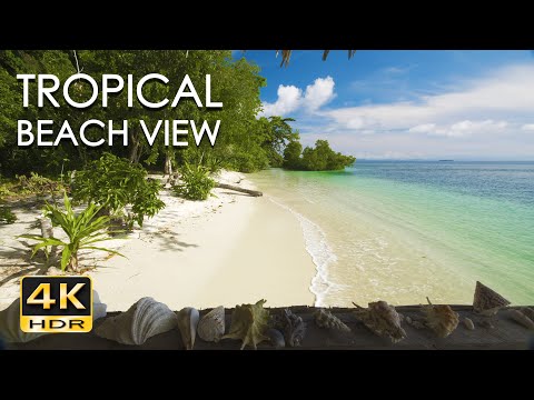 4K HDR Tropical Beach View - Relaxing Ocean Wave Sounds - Balcony Vista - Ultra HD Nature Video