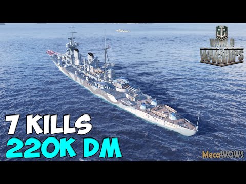 World of WarShips | Napoli | 7 KILLS | 220K Damage - Replay Gameplay 4K 60 fps