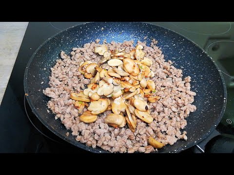 Pasta, minced meat and mushrooms - lunch in 15 minutes 😋