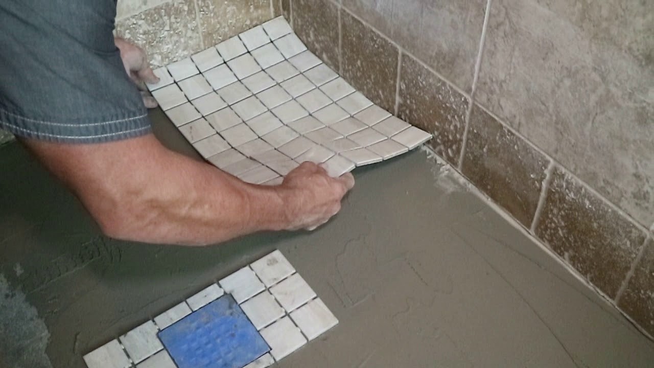 Mosaic tile installation in shower by tile man mike