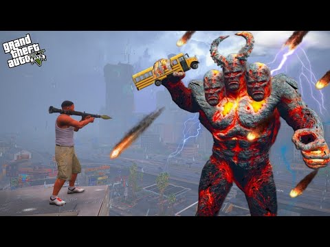 LAVA TSUNAMI In GTA 5 | Lava God ATTACK |  Crossing GLASS BRIDGE And The FLOOR IS LAVA Challenge