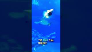 Camera flash causes tuna to crash into aquarium glass😱 #shorts