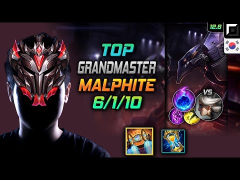 GrandMaster Malphite Top vs Camille - 천상계 탑 말파이트 벨트 유성 - LOL KR 12.6
