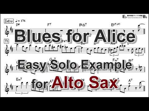 Blues for Alice (Charlie Parker) - Easy Solo Example for Alto Sax