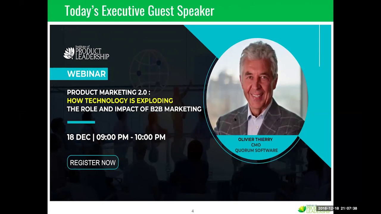 B2B Product Marketing 2.0 By Olivier Thierry : Product Leadership Webinar Series