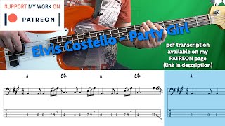 Elvis Costello - Party Girl (Bass cover with tabs)