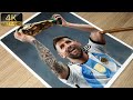 Colored Pencil Drawing Messi with the World Cup Trophy