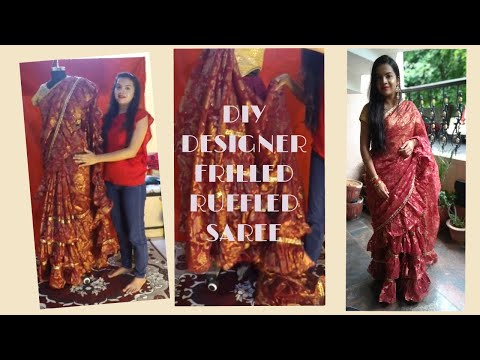 How To -  DIY Three Layered Ruffled Saree | Tasmiya Ravoof #diy #sareestyle