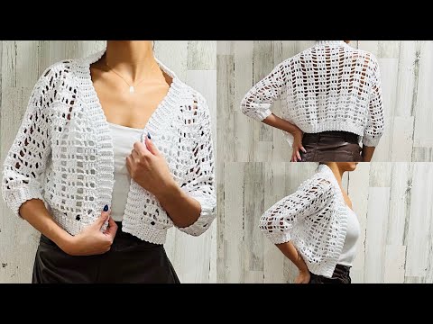 🕊️CHAQUETA O CÁRDIGAN CORTO A CROCHET || TUTORIAL ||