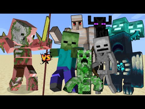 Titan Zombie Pigman vs All Titan mobs in Minecraft - Minecraft Mob Battle