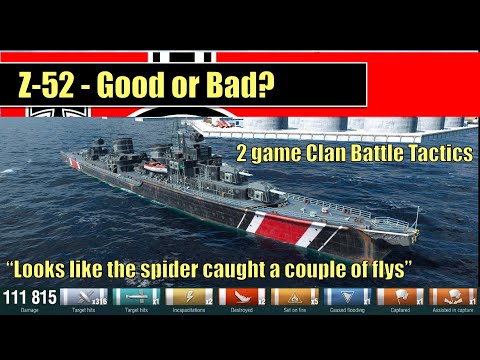 Z-52 Good or Bad? - 2 game Tactics Clan Battles | World of Warships