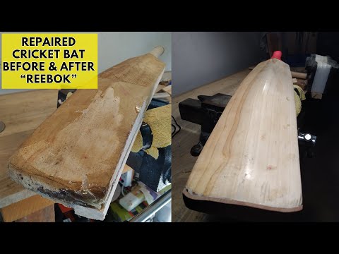 REPAIRED CRICKET BAT / BEFORE & AFTER "REEBOK"