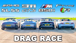 [carwow] New AMG SL 55 v Porsche 911 GTS v BMW M850i v Jag F-Type R: DRAG RACE