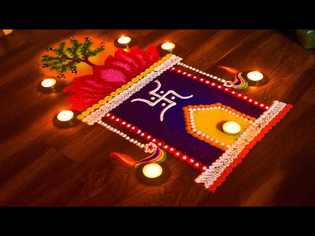 Attractive tulsi vivah rangoli design by rohit art - video 2