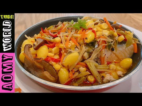 THAI FOOD | Quick and Easy Steamed salmon with sauce | AomyWorldTUBE | YUMMY ❤