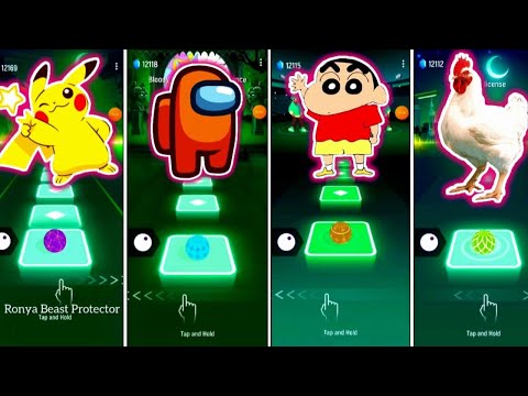 Pikachu - Among Us - Shinchan - Chicken Song - Tiles Hop EDM Rush