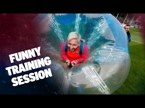 Video: Barcelona squad play a game of bubble football in training session and it's hilarious