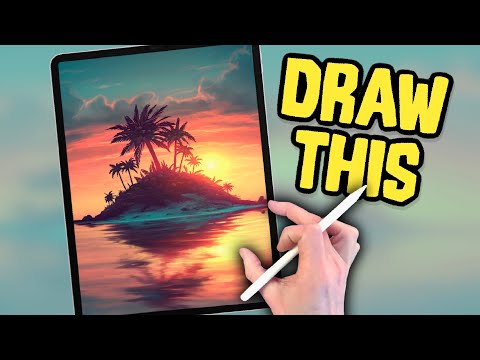 DRAW AN ISLAND SUNSET  - Procreate tutorial made easy