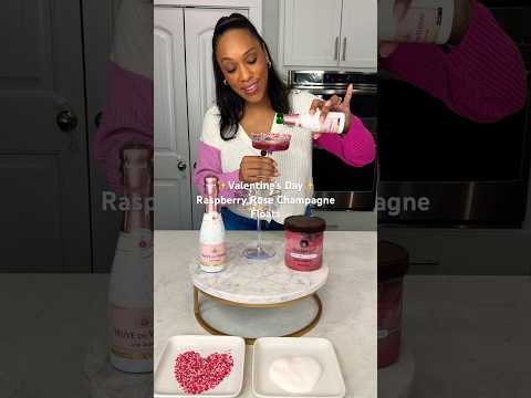 Raspberry Rose Champagne Floats🥂💗 #valentinesday #galentinesday #cocktail #festivedrinks