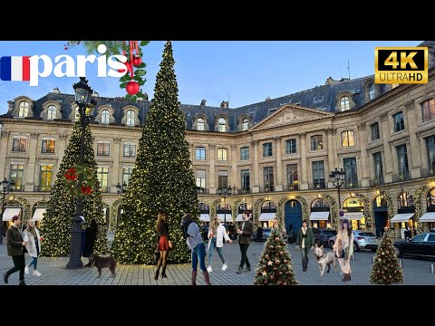 27 November 2025 PARIS 🇫🇷 FRANCE 4KHDR WALK ✨✨✨🎄💛💛💛 WINTER STREET WALK TOUR MAGICAL PARIS NIGHT CITY