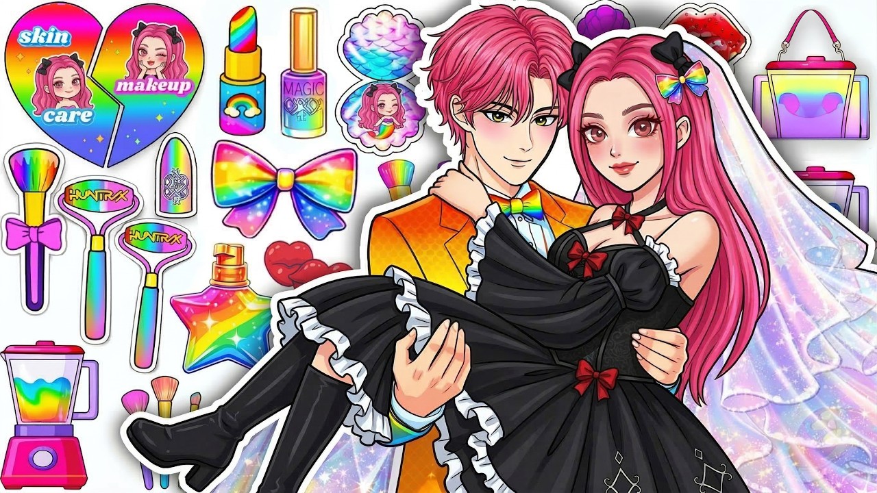 🌸Paper DIY🌸KPOP DEMON HUNTERS Couple Mira x Abby  Glow Up Skincare + Makeup 💄 ASMR