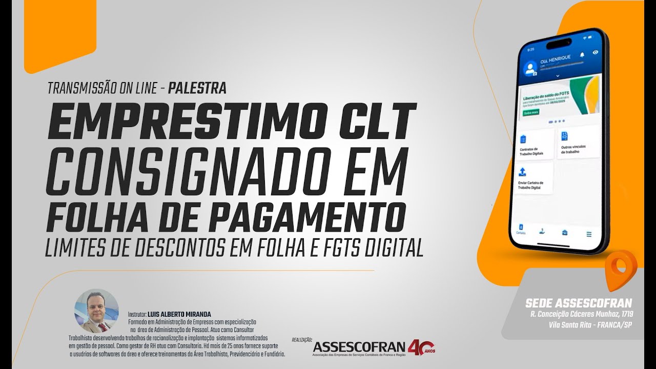 Empréstimo CLT consignado em folha de pagamento, limites de descontos em folha e FGTS digital