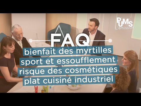 , title : 'Bienfait des myrtilles / Sport et essoufflement / Risque des cosmétiques / Plat cuisiné industriel'
