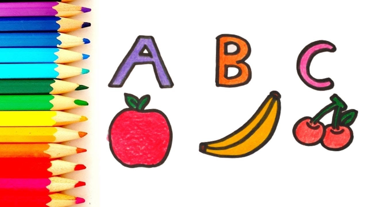 ABC Fruits Drawing & Coloring for kids| Kids Songs & Nursery Rhymes| E9