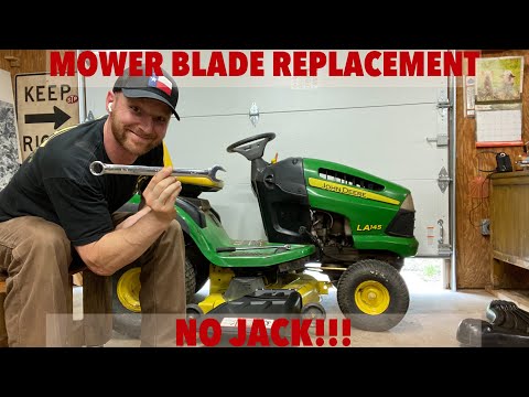 John Deere Mower Blades Replacement; WITHOUT A JACK!!