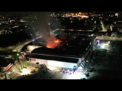 INCENDIO COOP PONTE A GREVE VISTO DALL' ALTO ❗❗❗