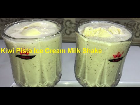 Kiwi Pista Ice Cream Milk Shake Recipe by Cooking With Aneela