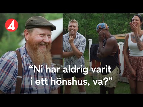 Wincent kan inte hålla sig för skratt när han ser hönshuset