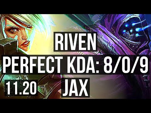 RIVEN vs JAX (TOP) | 8/0/9, 800+ games, Legendary, 1.0M mastery | EUW Diamond | v11.20