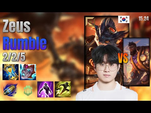 Zeus Top Rumble vs K'Sante lol KR solo rank Full Game 15.24 | 제우스 럼블 vs 크산테