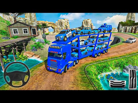 US Police Car Park Transporter Driving #3 - Police Trailer Truck Driver Simulator - Android Gameplay