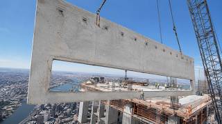 Incredible 150-Ton Concrete Walls Lifted Into Place. High-Rise Construction Documentary